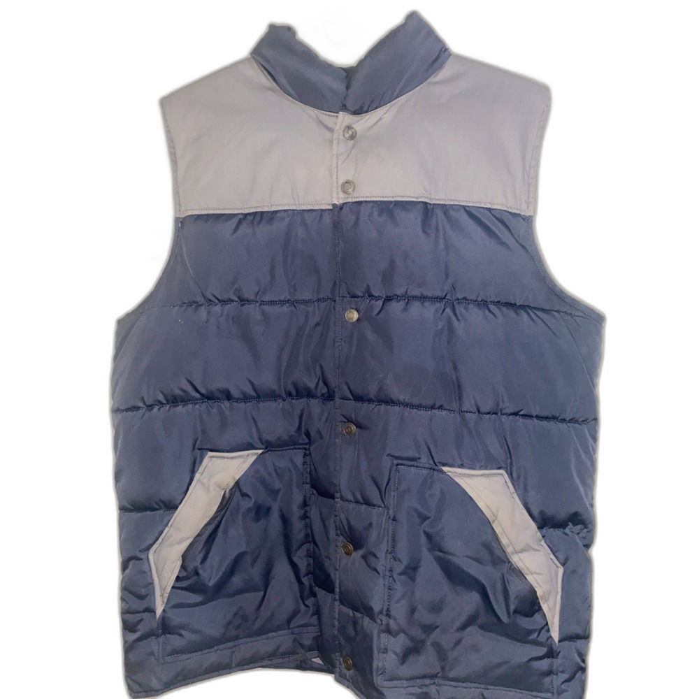 GAP Navy and Light Gray Quilted Puffer Vest